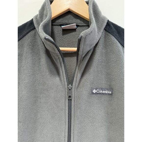 Columbia Mens Fleece Full Zip Vest Size L Gray and Black Gorpcore Hiking Fishing - Picture 2 of 6